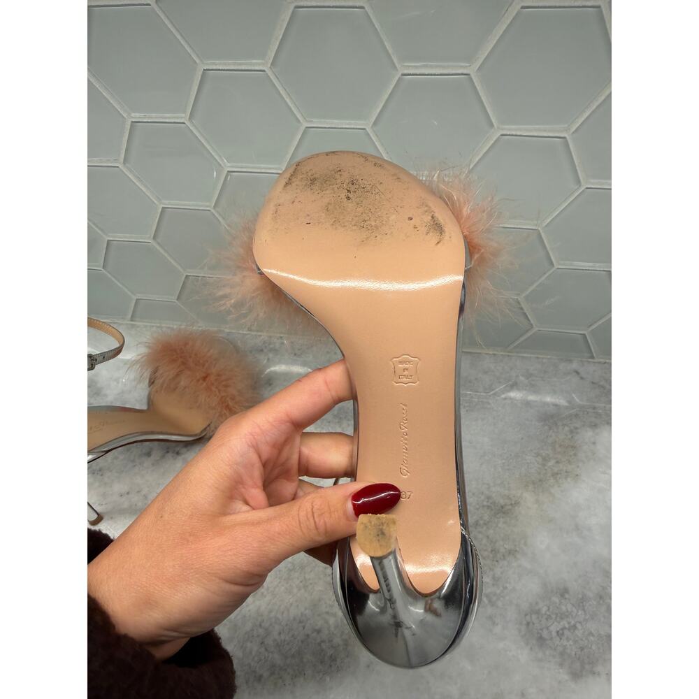 Gianvito Rossi - Marabou Metallic Feather Sandals - EU 37 - Picture 7 of 9